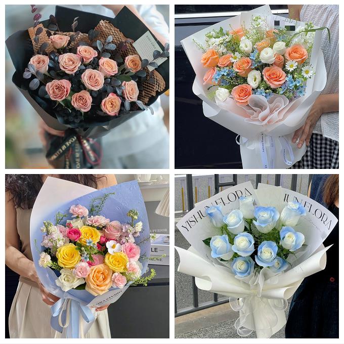 北京市东城东华门景山交道口鲜花店卡布碎冰蓝紫玫瑰花束同城配送