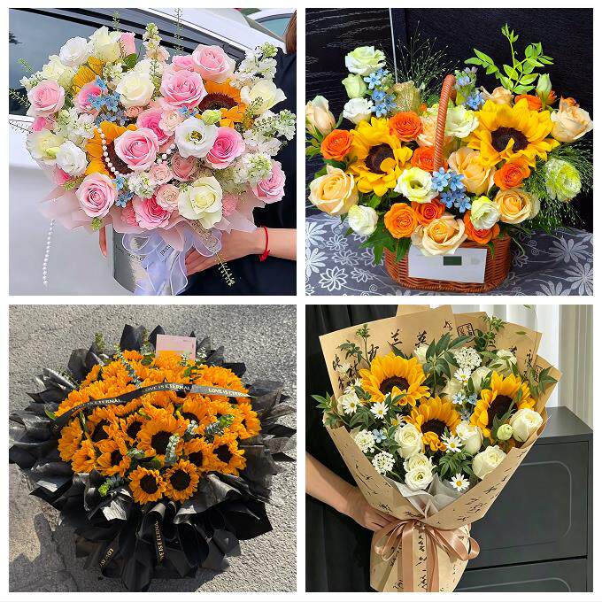 宿州埇桥区砀山灵璧萧县泗县同城鲜花店成人礼高考向日葵玫瑰花束