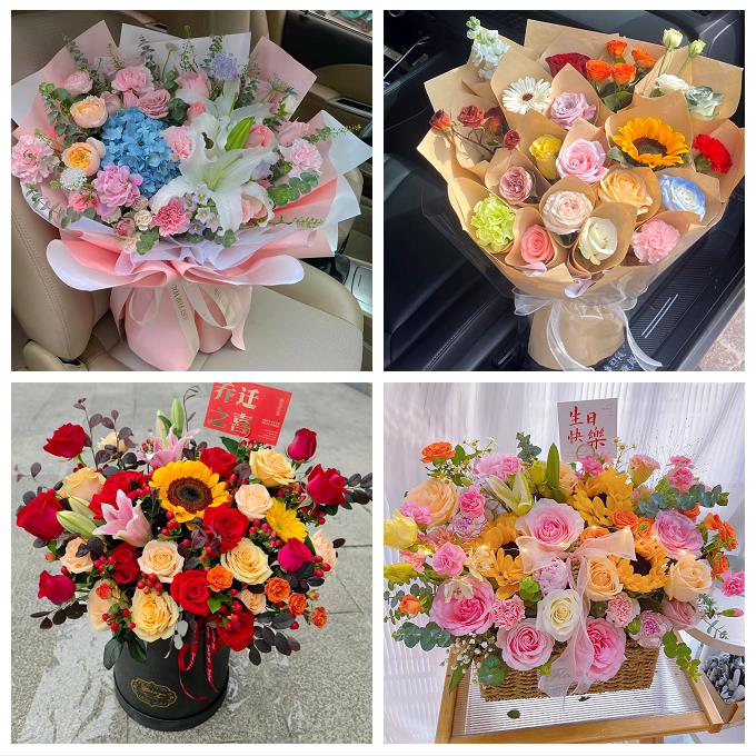 重庆沙坪坝区双碑井口歌乐山鲜花店同城送女朋友玫瑰混搭生日花束