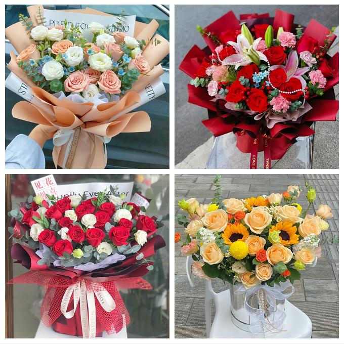 送徐州市鼓楼区云龙区贾汪区鲜花店同城送女朋友玫瑰混搭生日花束