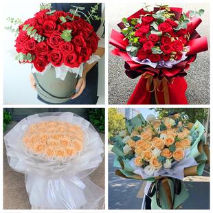 送平凉市崆峒区泾川县灵台县同城鲜花店情人节表白送玫瑰花束礼盒