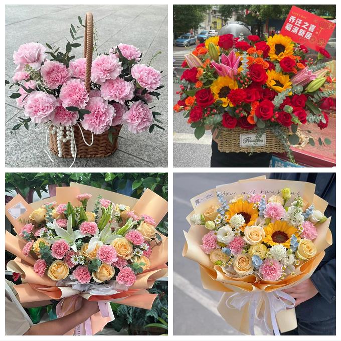 送长春市绿园区双阳区农安县鲜花店同城配送康乃馨玫瑰教师节花束