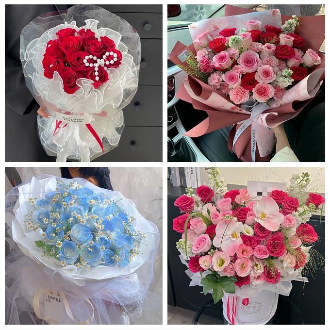 乌兰察布市商都兴和县丰镇市鲜花店卡布碎冰蓝紫玫瑰花束同城配送