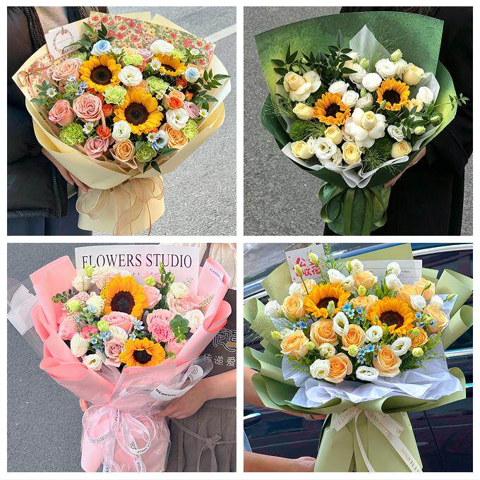 衡阳市南岳区衡阳衡南衡山县同城鲜花店成人礼高考向日葵玫瑰花束