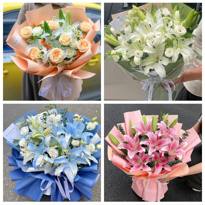衡水市饶阳安平县故城县景县鲜花店同城配送朋友生日玫瑰百合花束