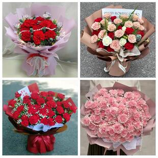 临汾市尧都区曲沃翼城襄汾县同城鲜花店订38妇女节康乃馨百合花束
