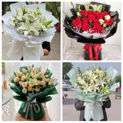 杭州市西湖滨江萧山区余杭区鲜花店同城配送老婆香水百合玫瑰花束