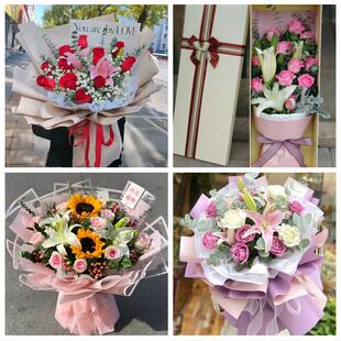 包头白云鄂博矿九原区固阳县鲜花店同城配送老婆香水百合玫瑰花束