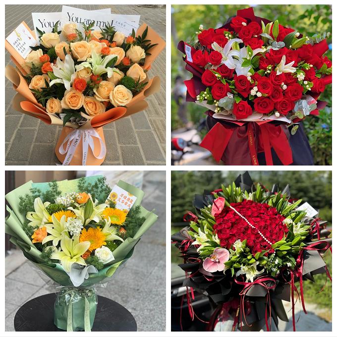咸阳市秦都杨陵渭城区三原县鲜花店同城配送朋友生日玫瑰百合花束