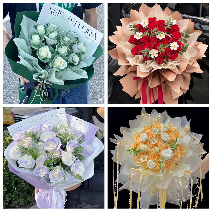 送上海市普陀区甘泉路石泉路鲜花店卡布碎冰蓝紫玫瑰花束同城配送