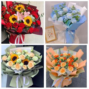 送娄底市娄星区双峰县新化县同城鲜花店父亲节向日葵花束男士生日
