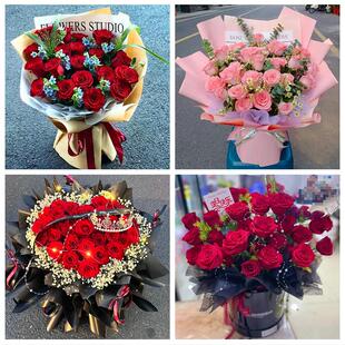 云南昆明市禄劝县寻甸县安宁市鲜花店同城配送女神节玫瑰花束礼盒