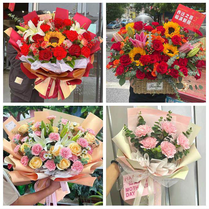 苏州市张家港市昆山市太仓市鲜花店订康乃馨百合花束同城配送长辈