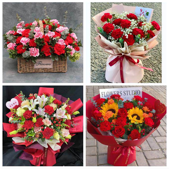 雅安市雨城名山区荥经汉源县同城鲜花店38节送长辈女士康乃馨百合