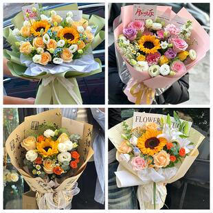 永州市东安双牌县道县江永县同城鲜花店成人礼高考向日葵玫瑰花束
