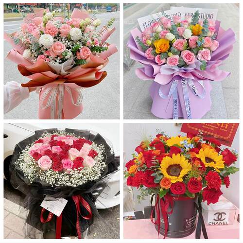 上海市闵行区新虹莘庄七宝镇花店同城送男女友领导玫瑰混搭鲜花束