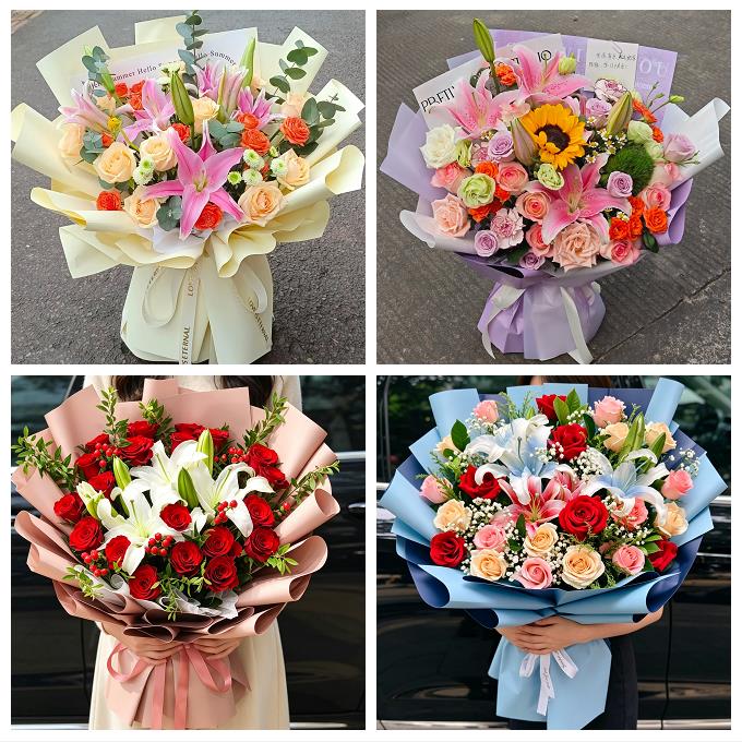 沧州市新华区运河区沧县青县鲜花店同城配送朋友生日玫瑰百合花束 - 实物图