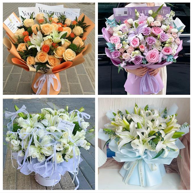 淄博市周村区桓台高青沂源县鲜花店同城配送朋友生日玫瑰百合花束