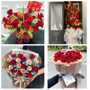 天津市河西区陈塘庄柳林东海同城鲜花店七夕表白订红玫瑰花束礼盒