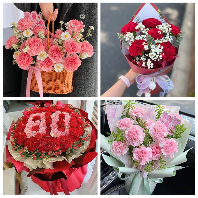 洛阳市吉利洛龙区孟津新安县同城鲜花店订38妇女节康乃馨百合花束