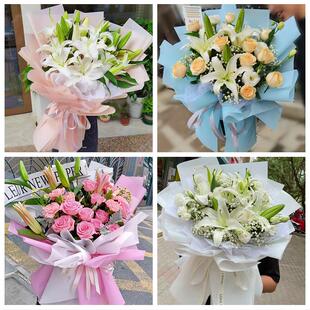 送绵阳市北川县平武县江油市鲜花店同城配送老婆香水百合玫瑰花束
