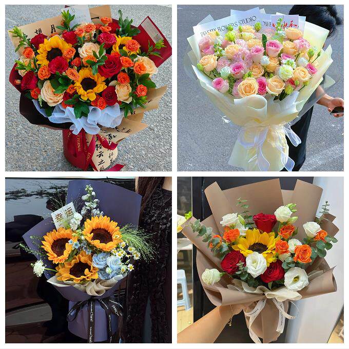 铜陵市铜官义安区郊区枞阳县同城鲜花店订玫瑰向日葵混搭生日花束