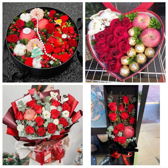抚州市溪县资溪县东乡广昌县同城鲜花店送女友平安夜圣诞玫瑰礼盒