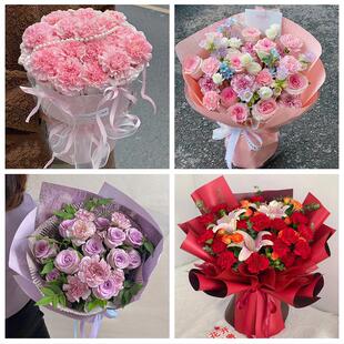 送马鞍山市当涂县含山县和县同城鲜花店订38妇女节康乃馨百合花束