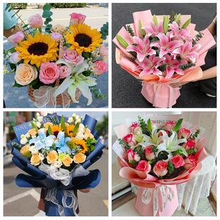 湛江市赤坎霞山区坡头麻章区鲜花店同城配送朋友生日玫瑰百合花束
