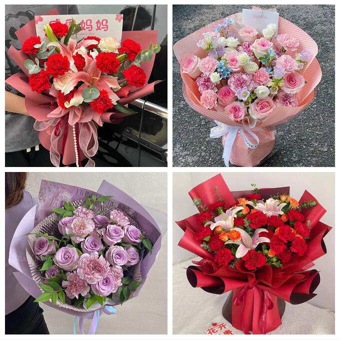 北京石景山区八宝山老山八角同城鲜花店订38妇女节康乃馨百合花束