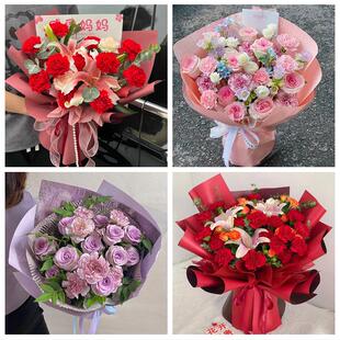 北京石景山区八宝山老山八角同城鲜花店订38妇女节康乃馨百合花束