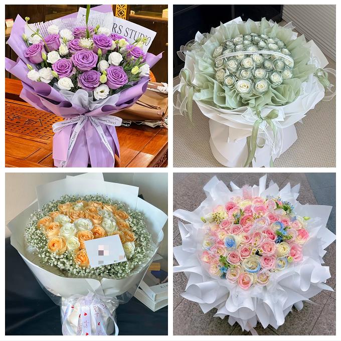 山西晋城市城区沁水县阳城县鲜花店卡布碎冰蓝紫玫瑰花束同城配送