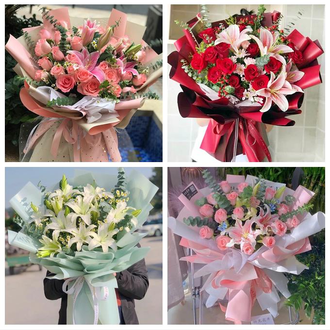 云南昆明市富民宜良石林嵩明县同城鲜花店送老婆玫瑰百合生日花束