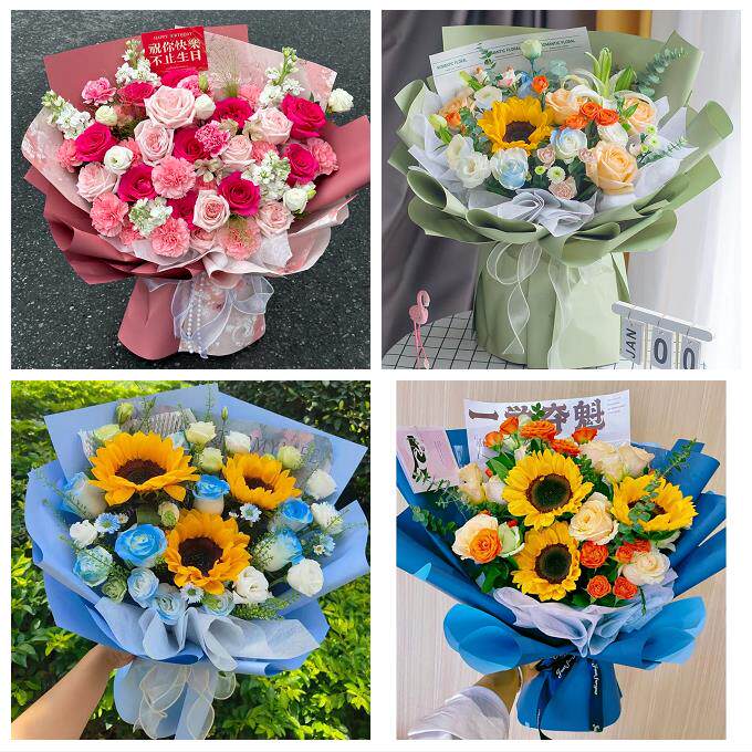 雅安市雨城名山区荥经汉源县同城鲜花店订玫瑰向日葵混搭生日花束