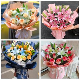 威海市环翠文登区荣成乳山市鲜花店同城配送朋友生日玫瑰百合花束