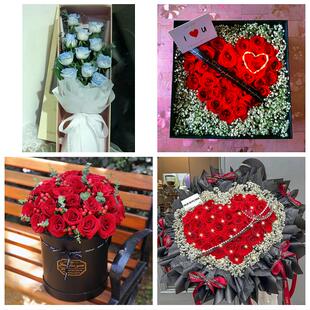 浙江杭州市余杭区富阳区临安区同城鲜花店情人节玫瑰表白女友老婆