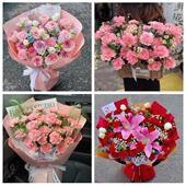 送汕头市潮南区澄海区南澳县同城鲜花店订38妇女节康乃馨百合花束