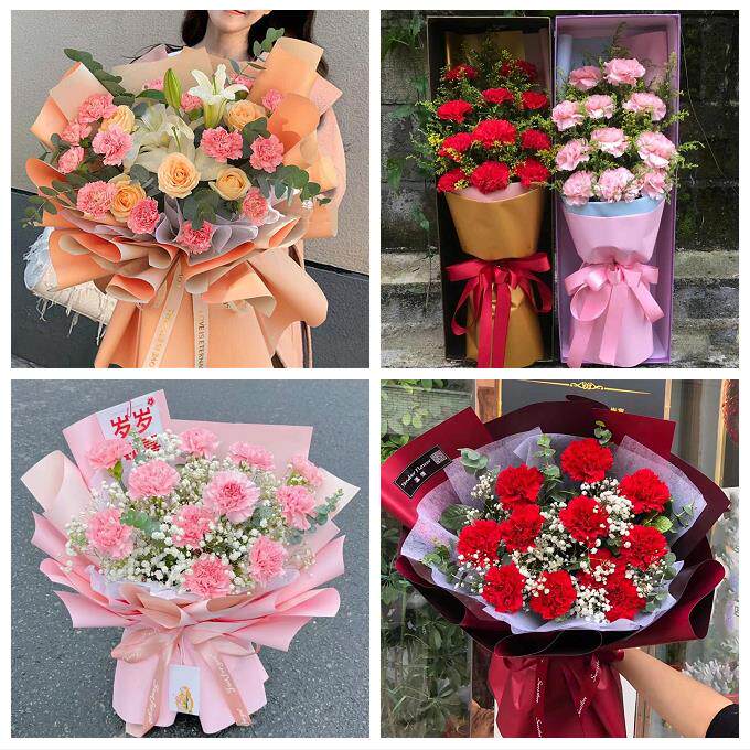 送咸阳市淳化县武功县兴平市鲜花店订康乃馨百合花束同城配送长辈