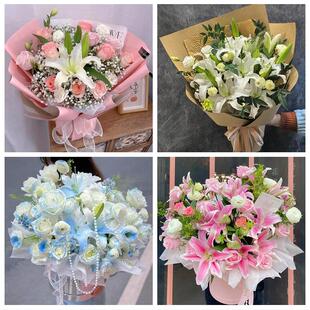 天津市西青区中北杨柳青辛口镇鲜花店同城送玫瑰香水百合生日花束