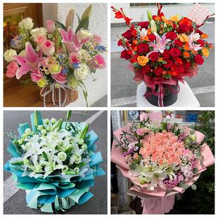 呼伦贝尔满洲里牙克石扎兰屯市鲜花店同城送玫瑰香水百合生日花束