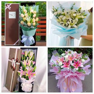 伊春红星区上甘岭嘉荫铁力市鲜花店同城配送老婆香水百合玫瑰花束