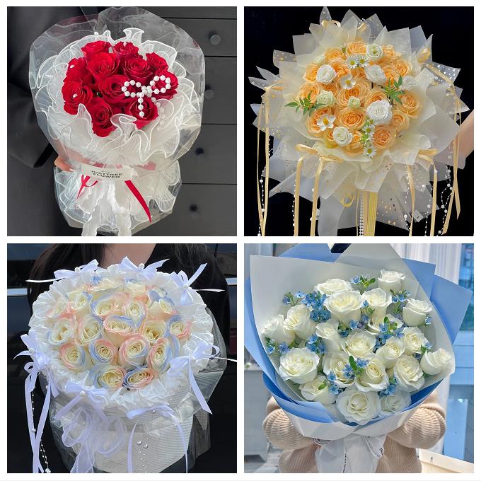 包头白云鄂博矿九原区固阳县鲜花店卡布碎冰蓝紫玫瑰花束同城配送