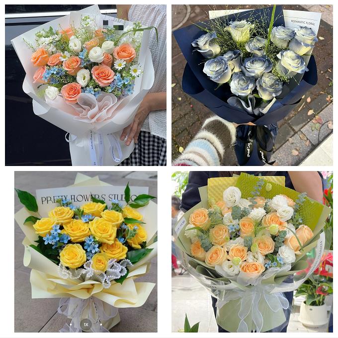 漳州市漳浦诏安长泰县东山县鲜花店卡布碎冰蓝紫玫瑰花束同城配送