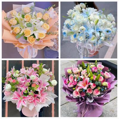 北京市怀柔区雁栖庙城北房地区鲜花店同城送玫瑰香水百合生日花束