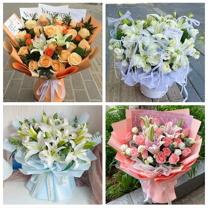 陕西咸阳市彬县长武县旬邑县鲜花店同城配送朋友生日玫瑰百合花束