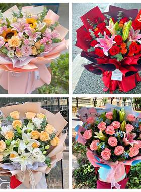 湖南省张家界市永定区武陵源区鲜花店同城送玫瑰香水百合生日花束