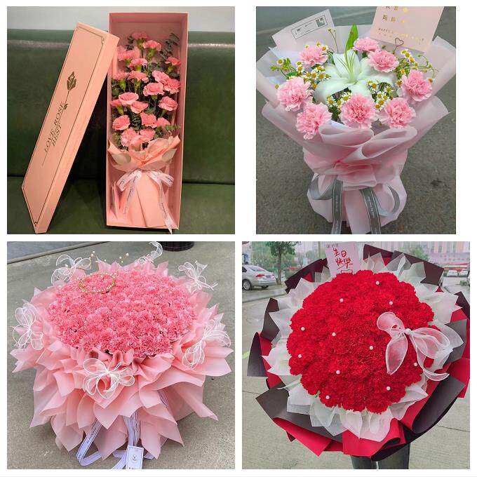 送昆明市宜良县石林县嵩明县鲜花店订康乃馨百合花束同城配送长辈