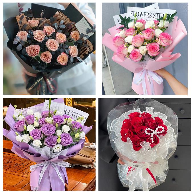 送无锡市新吴区江阴市宜兴市鲜花店卡布碎冰蓝紫玫瑰花束同城配送