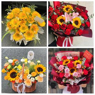 送厦门市集美区同安区翔安区同城鲜花店父亲节向日葵花束男士生日