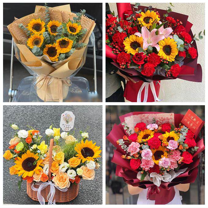 送内江市市中区东兴区威远县同城鲜花店父亲节向日葵花束男士生日